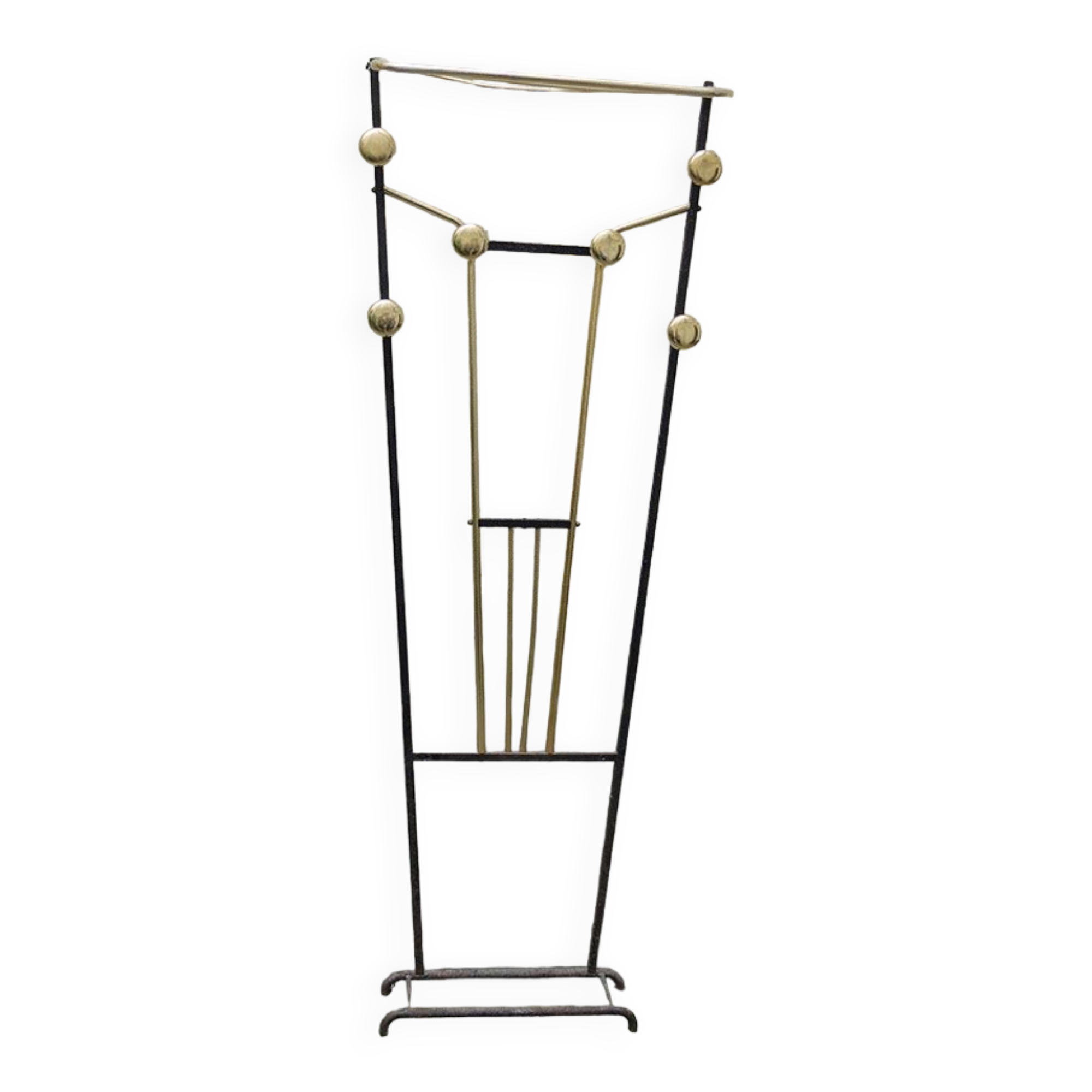 Old coat rack cloakroom in iron & brass art deco