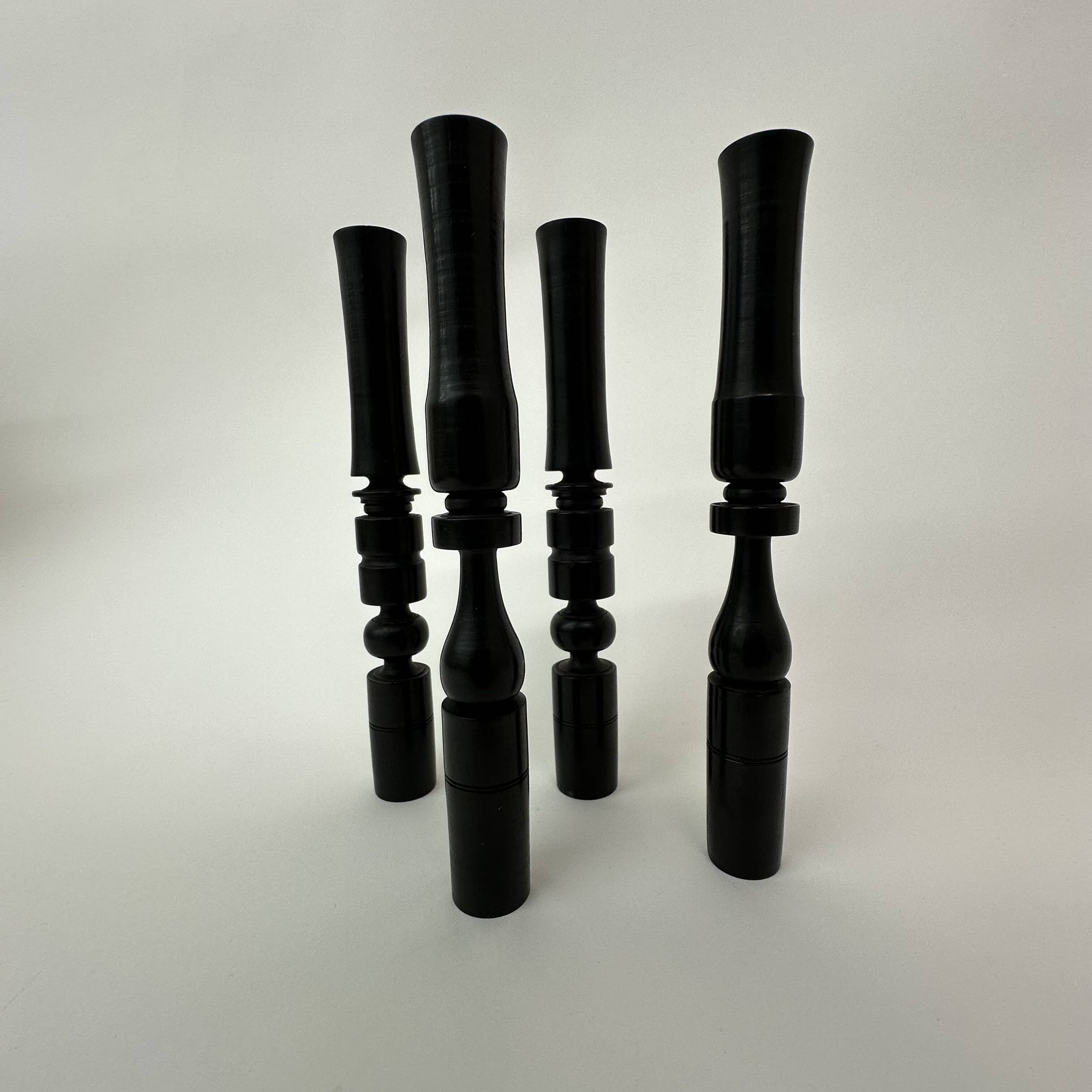 Set of 4 ebony hand turned wooden edwardian candle sticks , 1900’s