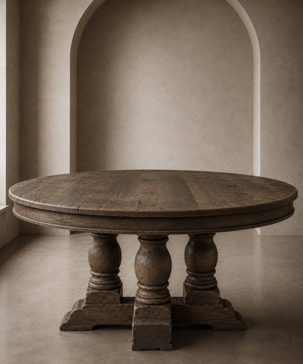Table ronde à piétement tourné