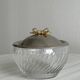 Small glass and metal sugar pot