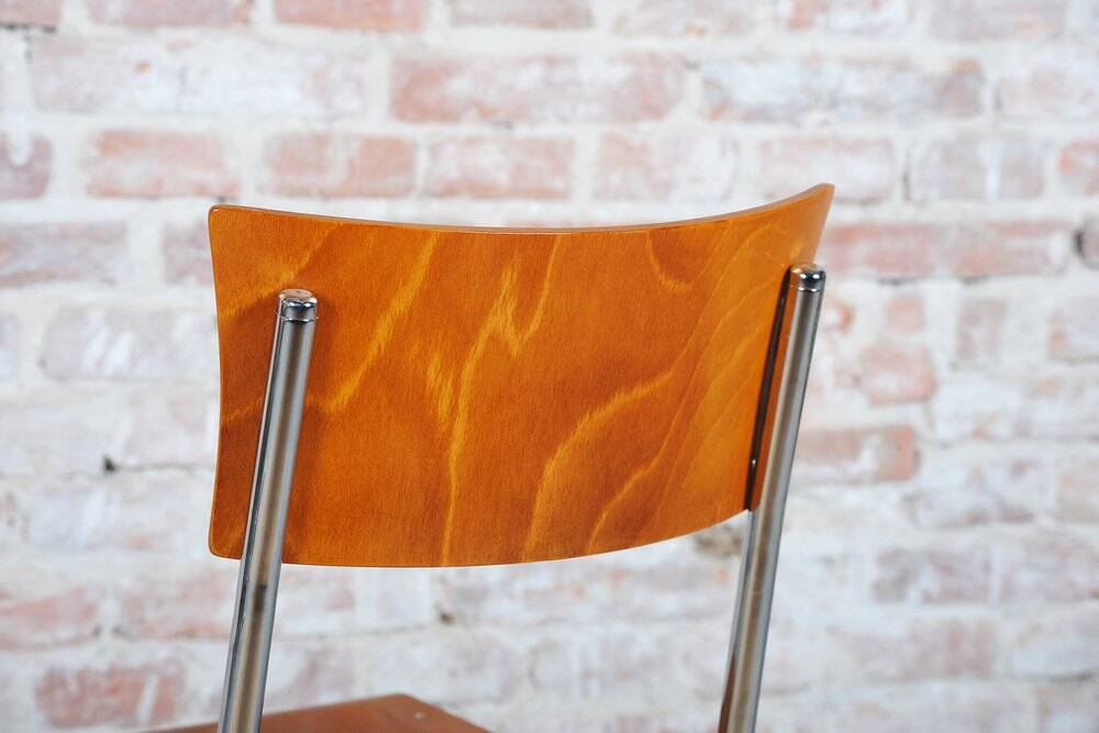 Bauhaus Chair in Beech and Chromed Steel, Czech, 1930s