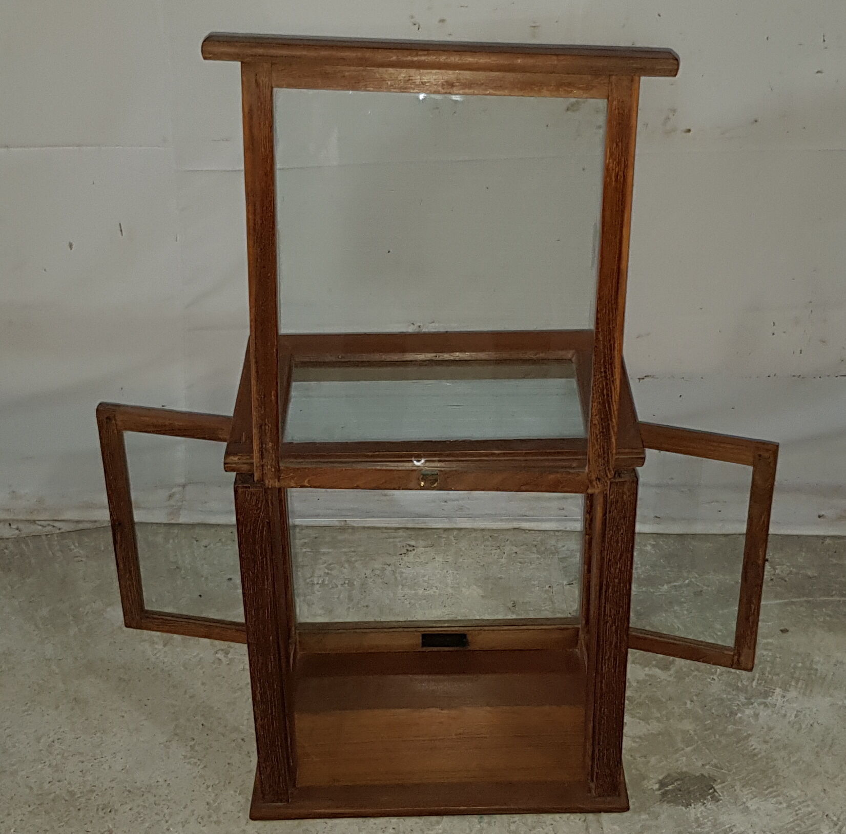Old glass scale box in teak