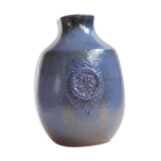 Vase en céramique bleu moyen de Kildahl