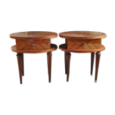 Pair of bedside tables in marquetry 60s