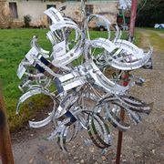 Vintage Chrome Metal Chandelier