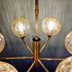 Brass chandelier with amber cracked glass globes, 1950s-60s
