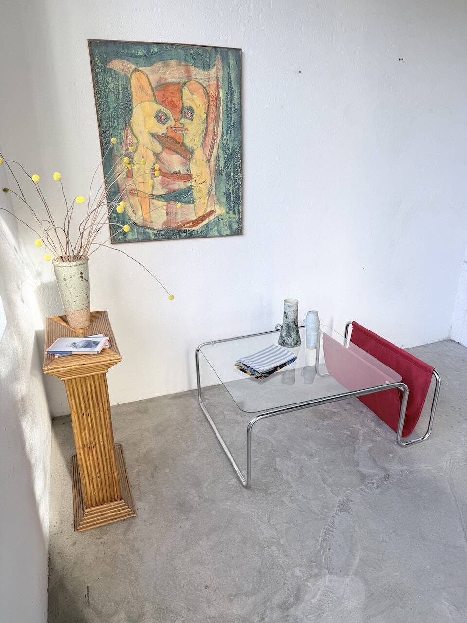Table basse moderniste Bauhaus en acier tubulaire