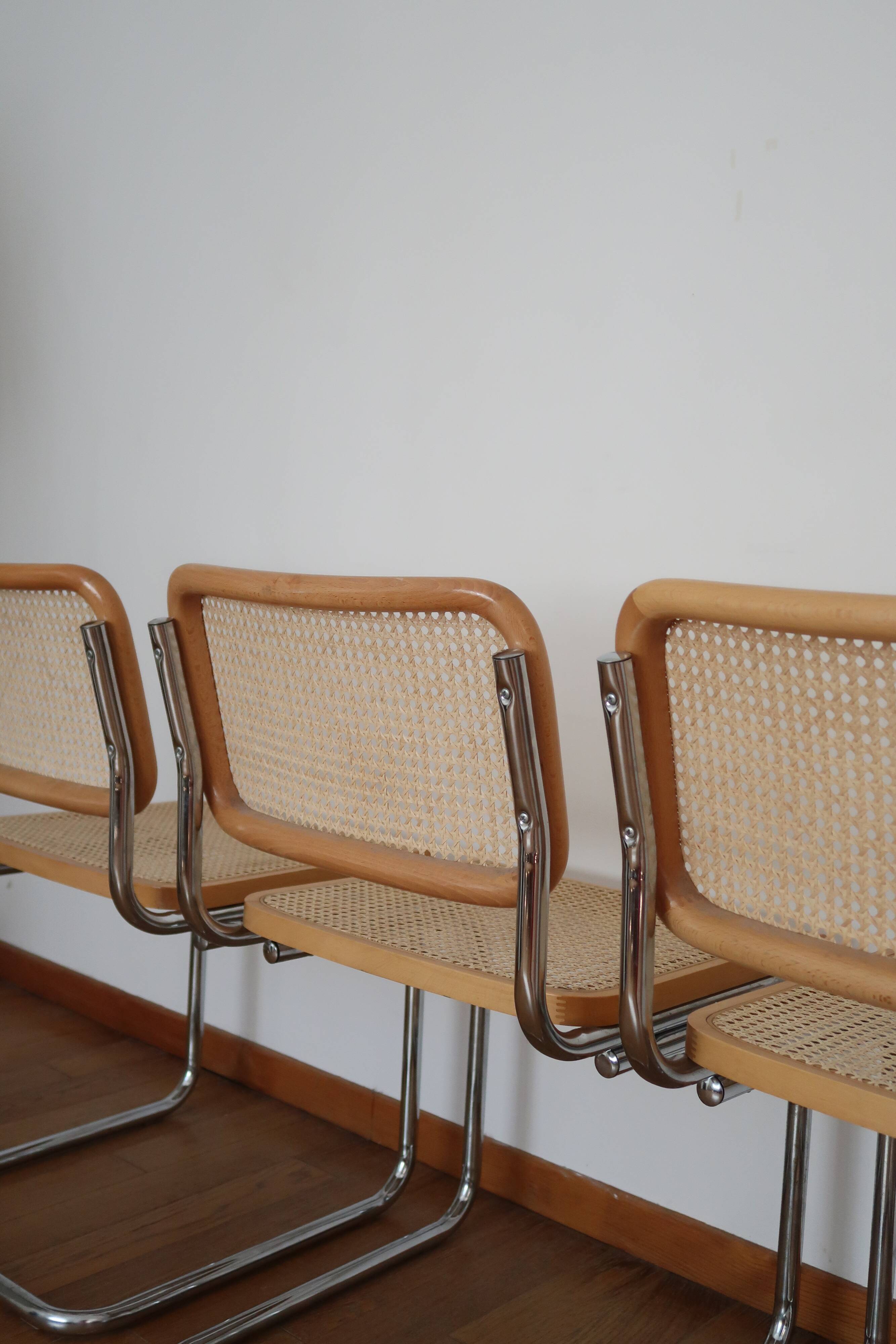 4 chairs cannage and chrome