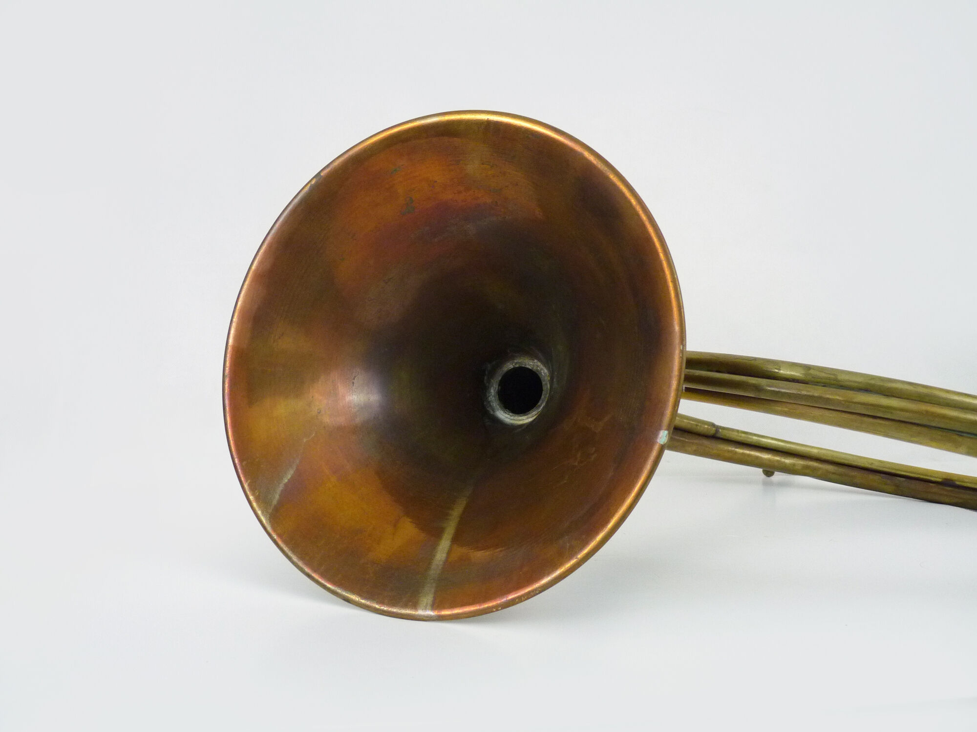 Old brass hunting horn