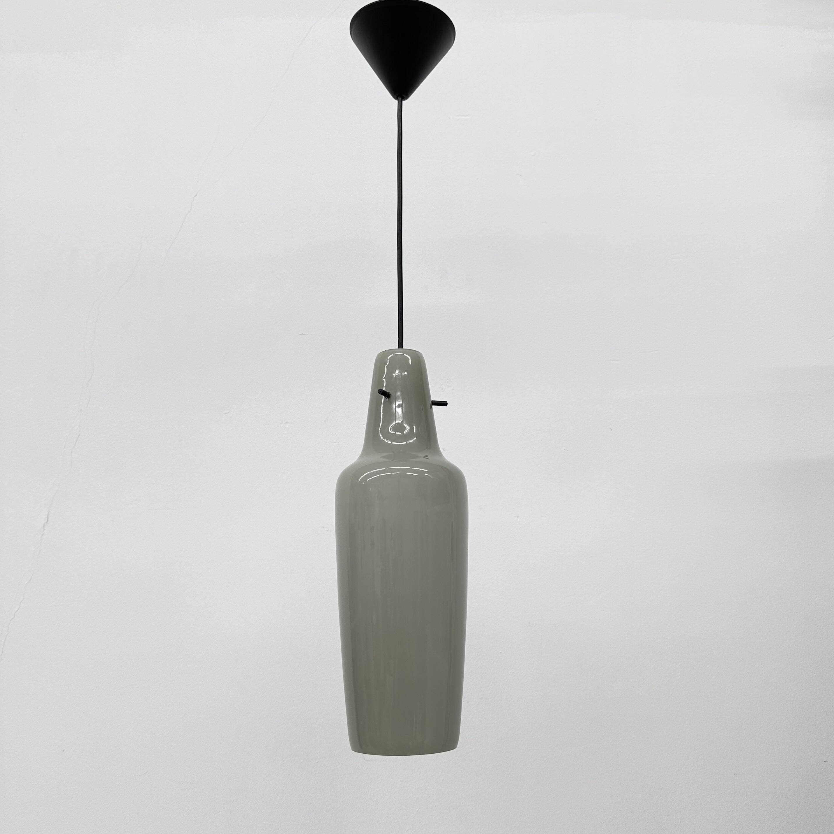 Mid-century grey glass pendant hanging lamp , 1960s Scandinavian