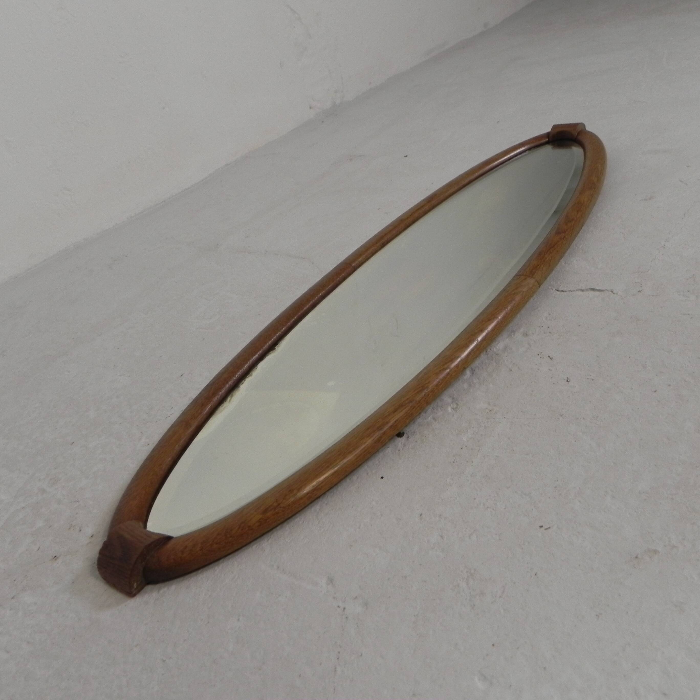 Oval gold mirror with faceted edge, 1950s