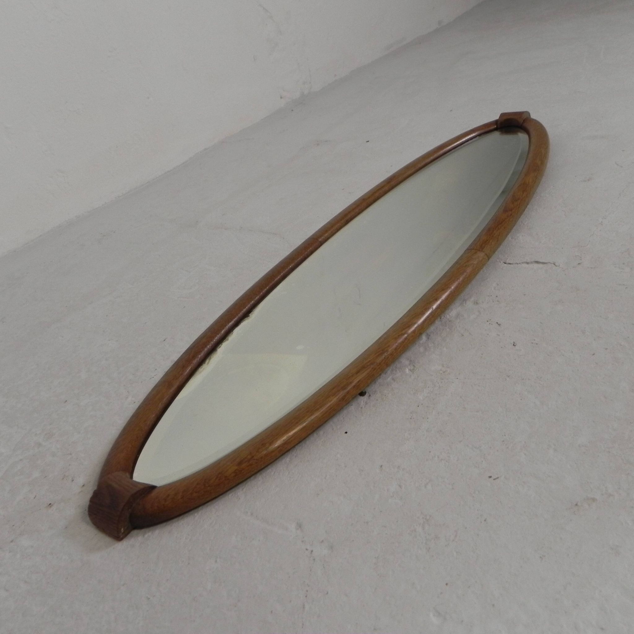 Oval gold mirror with faceted edge, 1950s