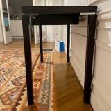 Wenge console desk / red leather top and drawer