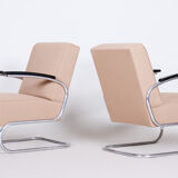 Chrome Bauhaus Armchairs designed by Mücke Melder, fully Refurbished