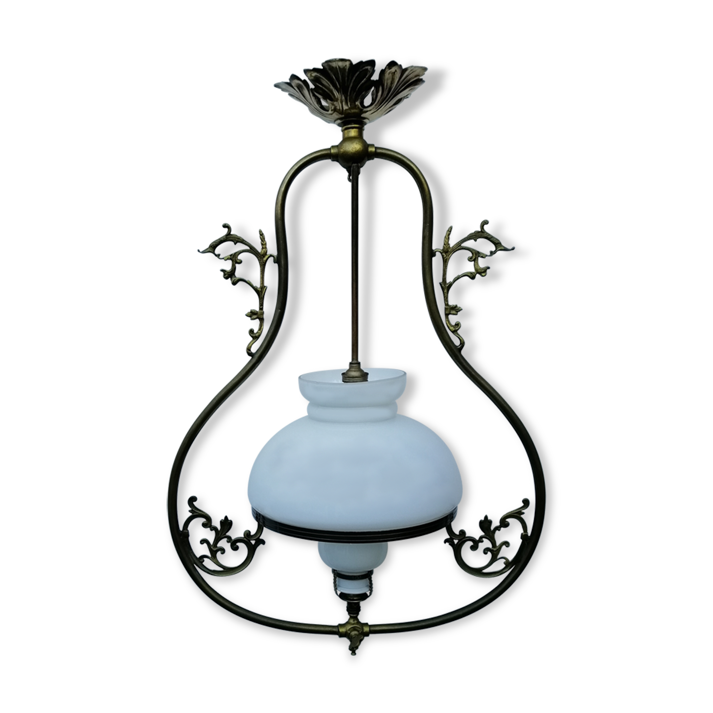 Lyre opaline hanging lamp