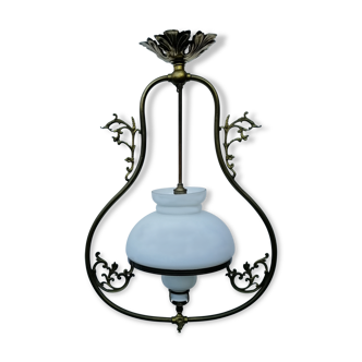 Lyre opaline hanging lamp
