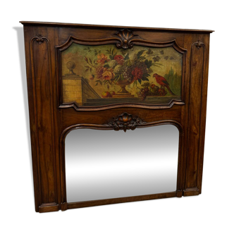 Antique grand trumeau fireplace mirror