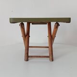 Vintage folding stool in wood and bamboo