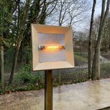 Square Art Deco vintage halogen floor lamp in gilded brass