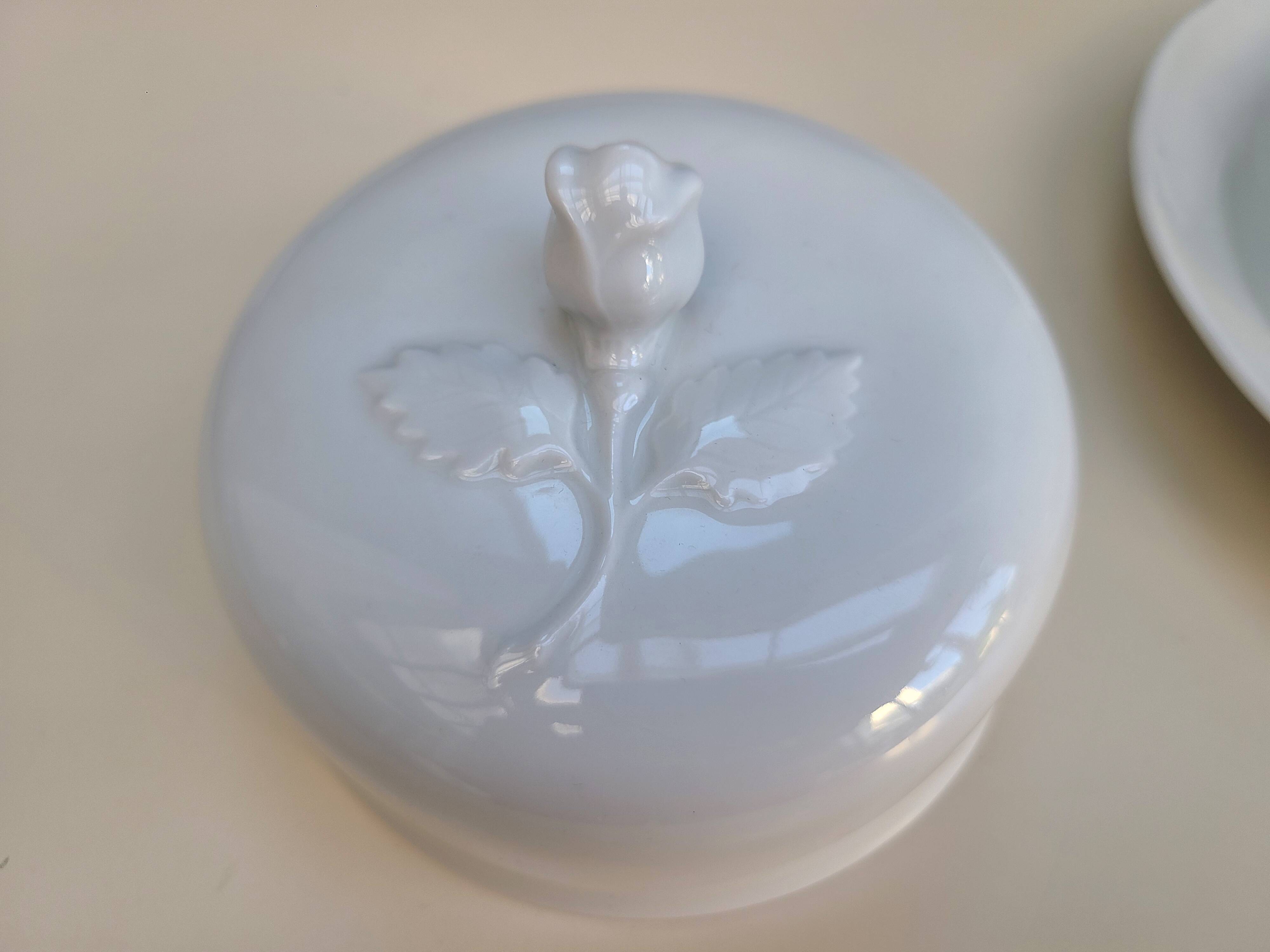 White porcelain butter dish with cover