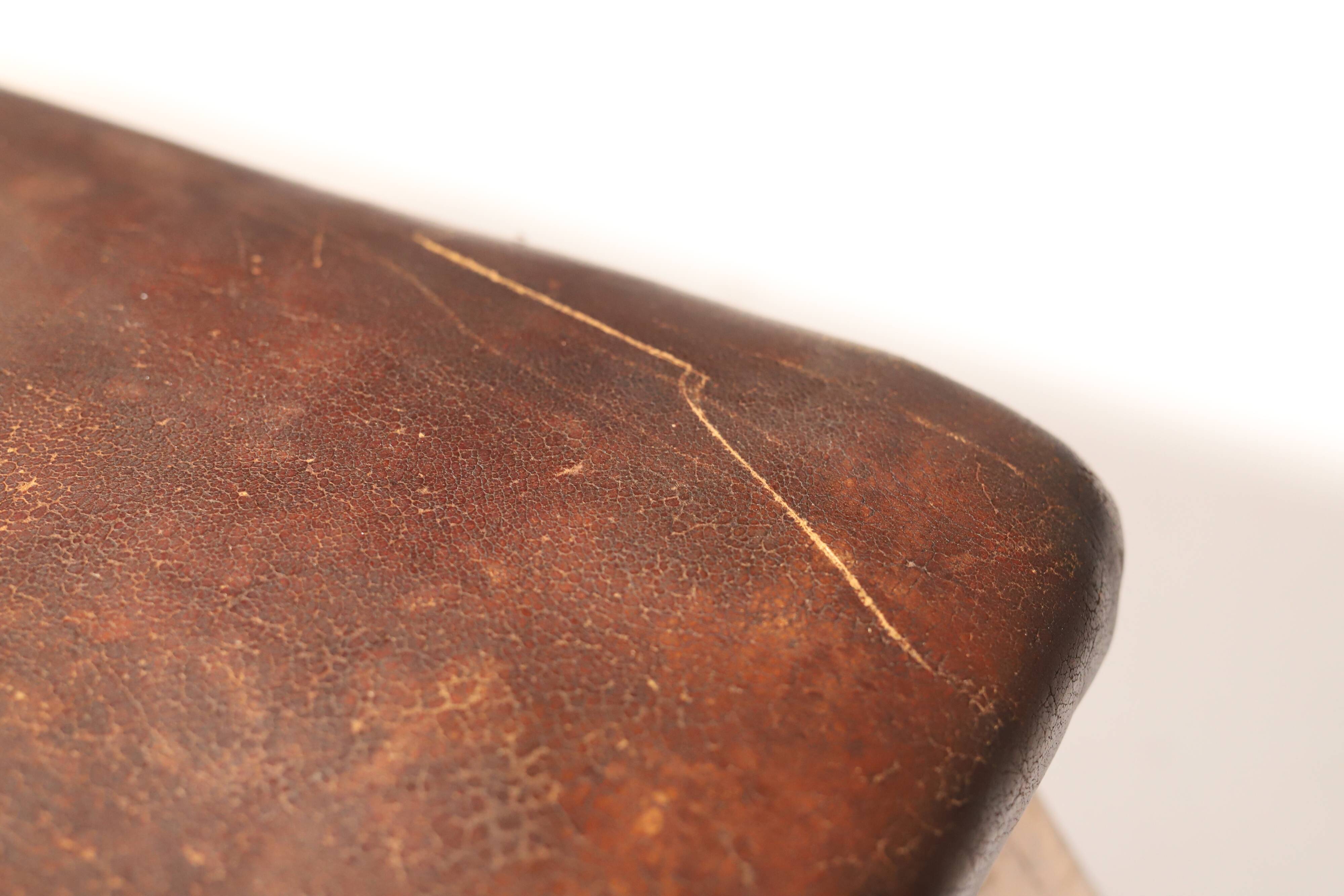 Authentic industrial leather Gym bench, 1950s, Czechoslovakia