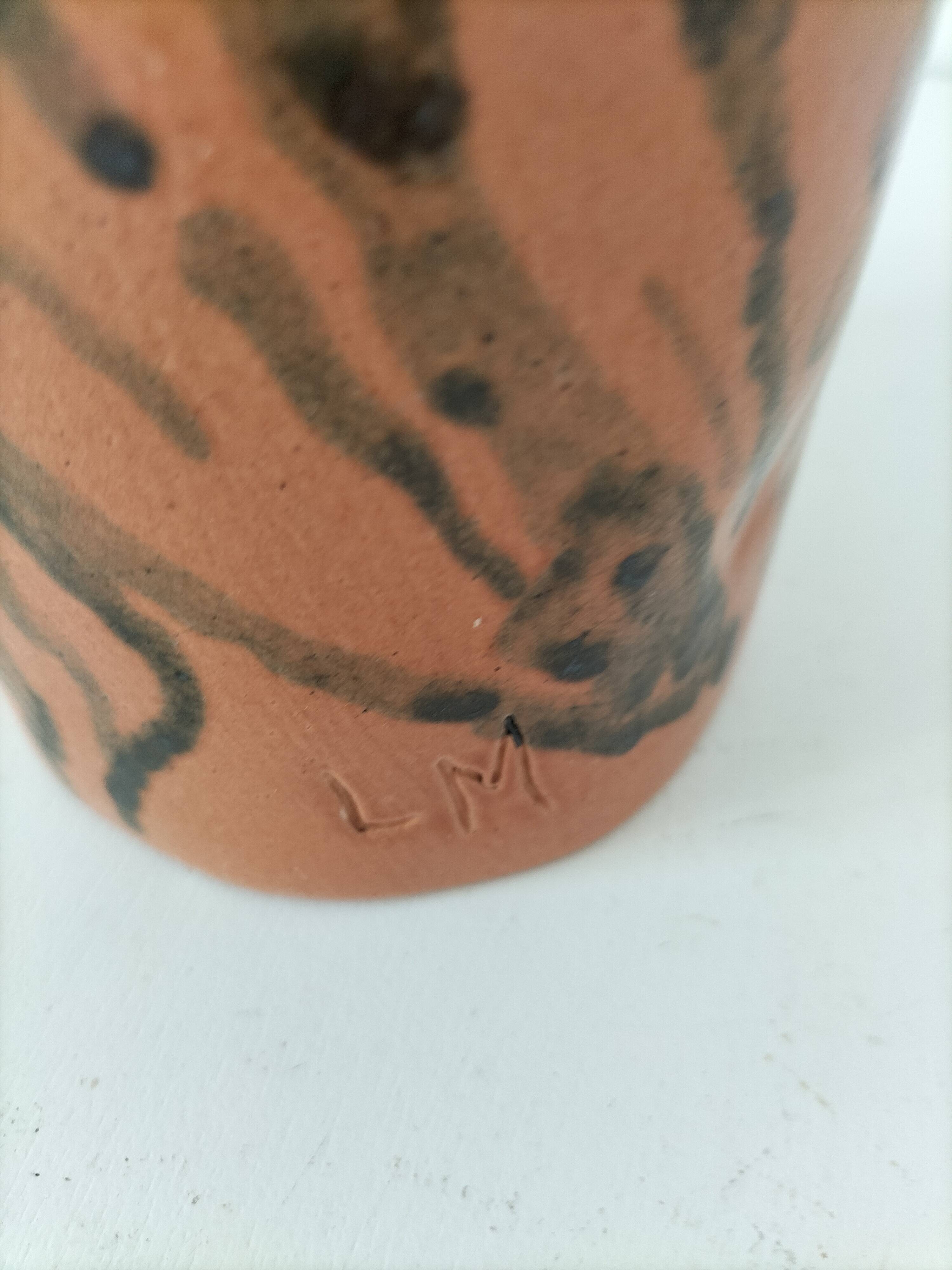 Stoneware vase signed LM, organic style, 70s/90s
