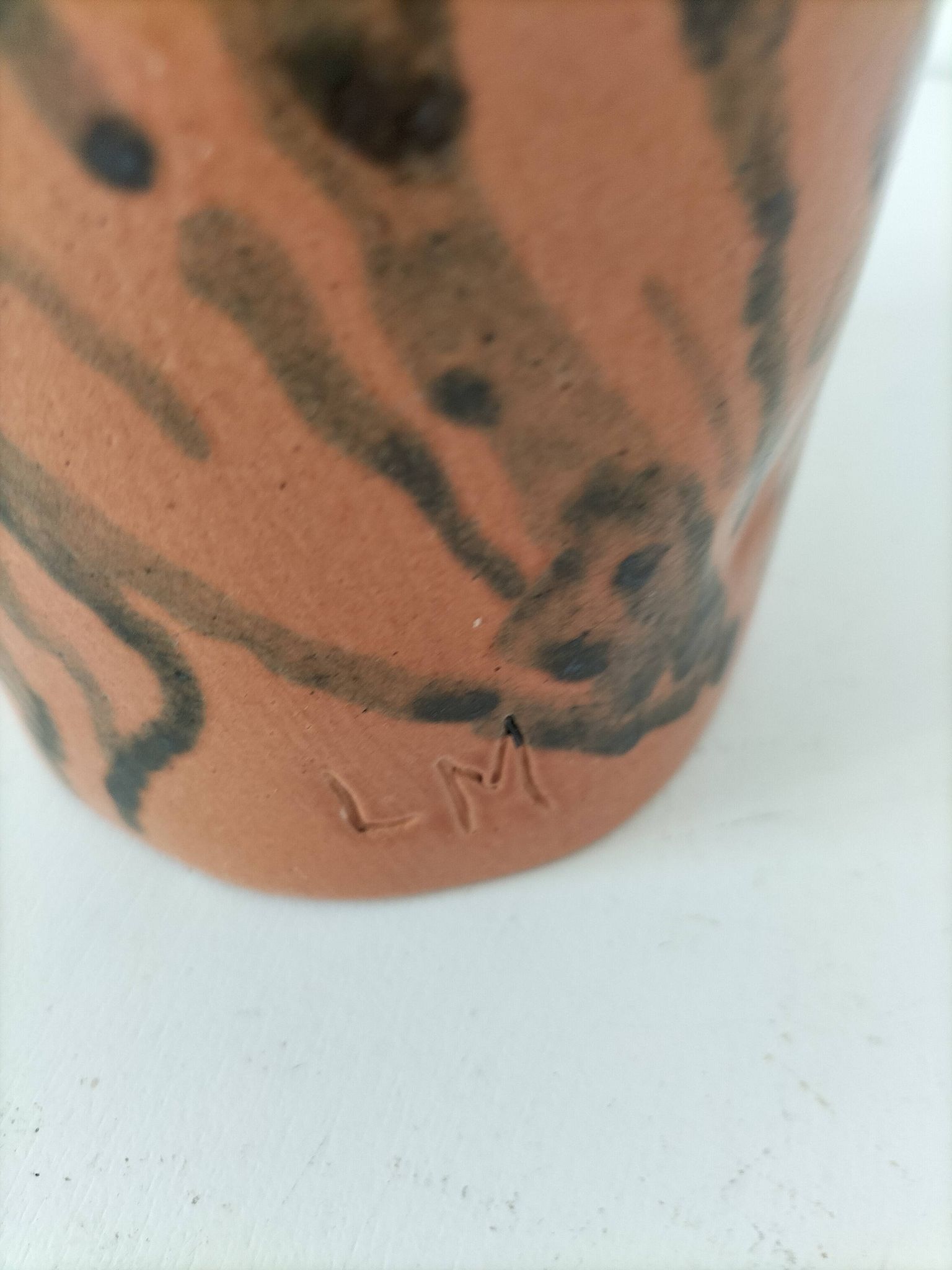 Stoneware vase signed LM, organic style, 70s/90s