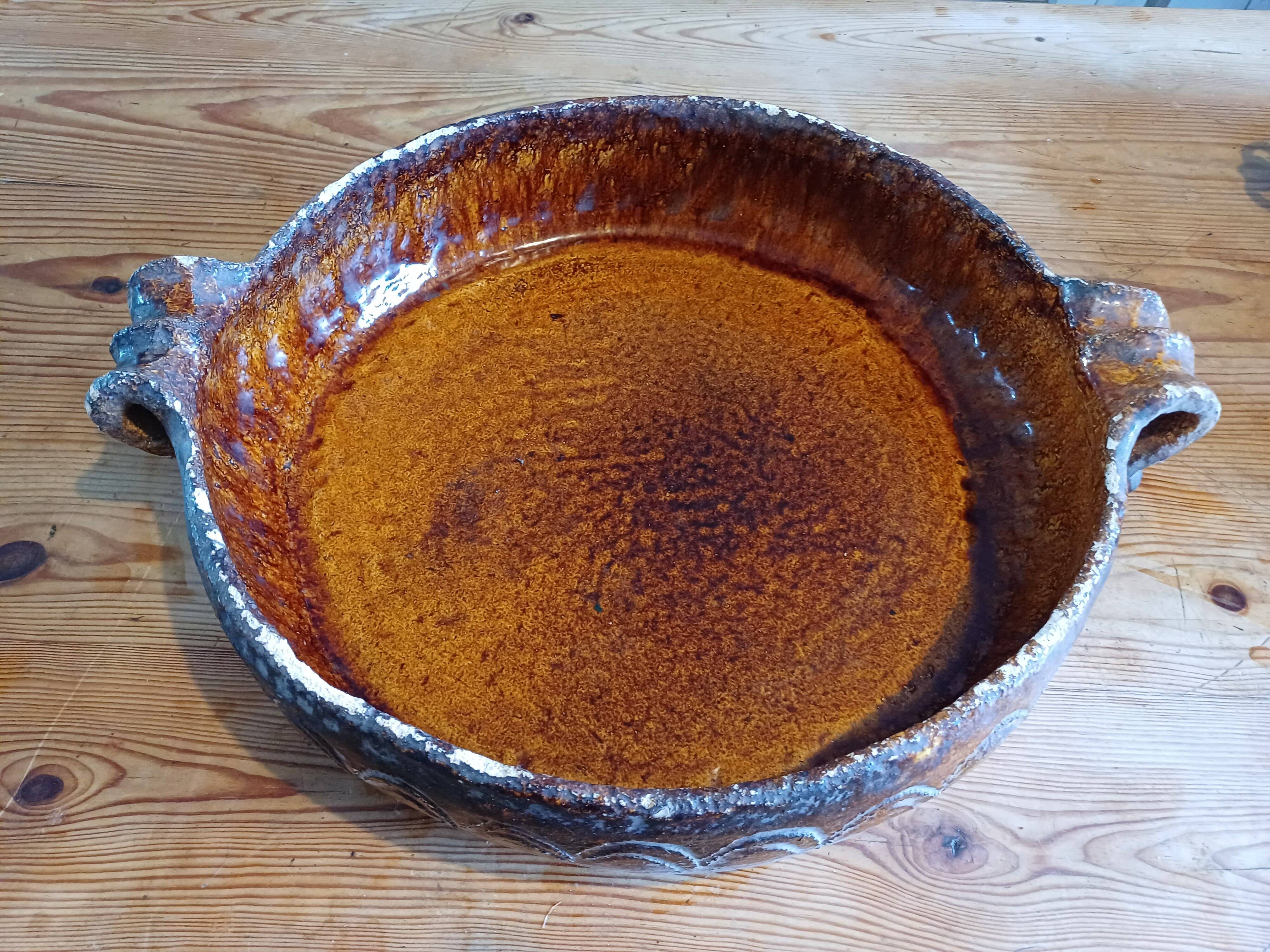 19th century enamelled terracotta dish