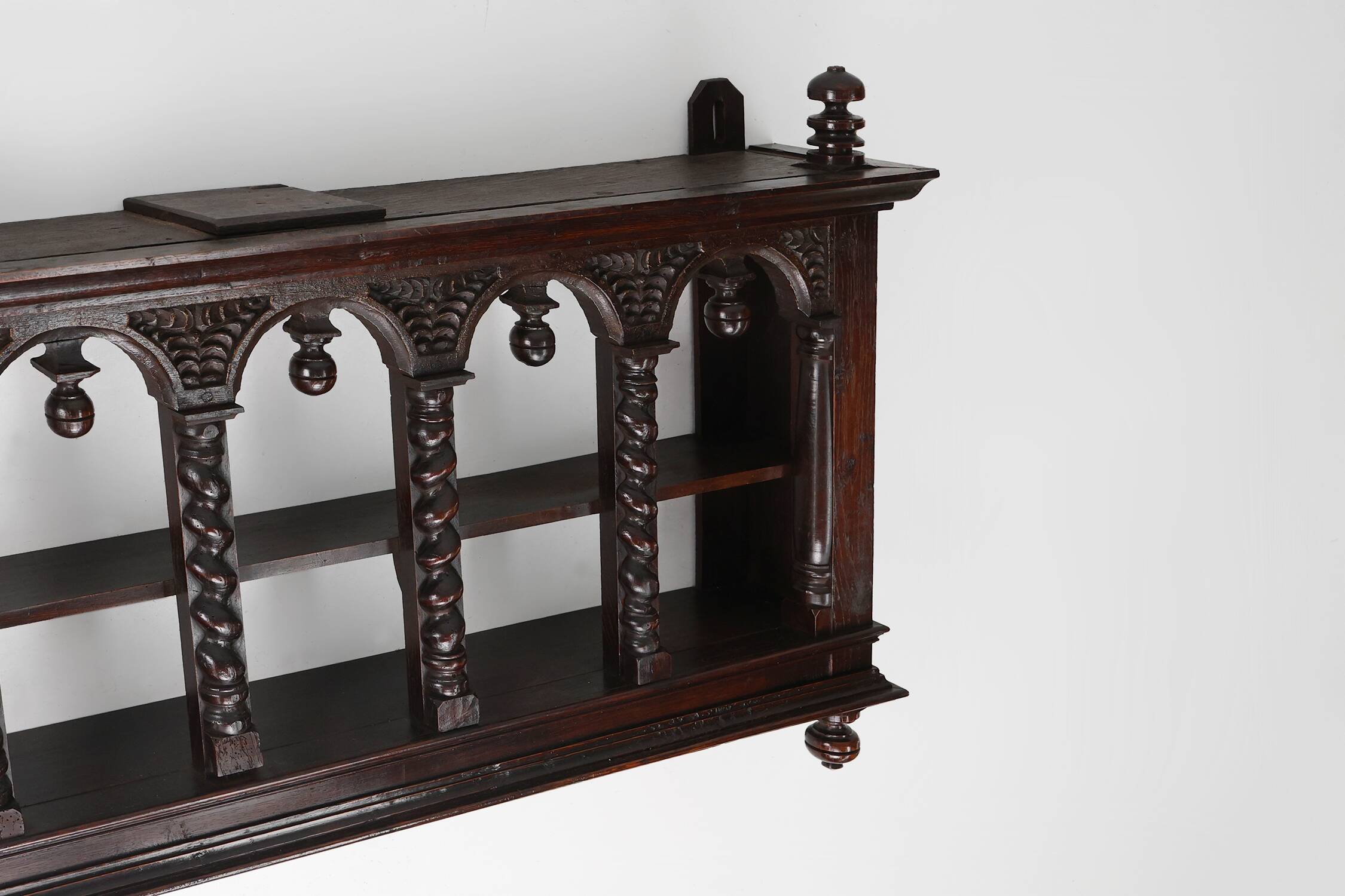 16th Century gothic style hand carved wall mount rack