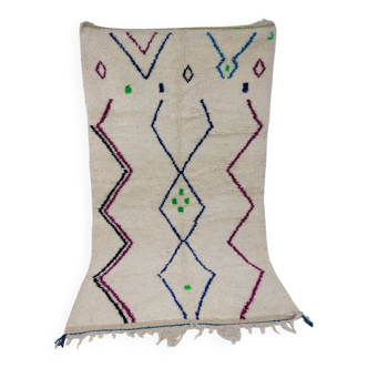 Tapis azilal décoré tissé en laine naturel 250cm×150cm