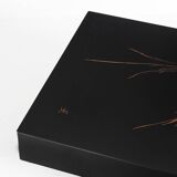 Vintage coffee table. Black lacquered wood with design by H D. France, 1980s