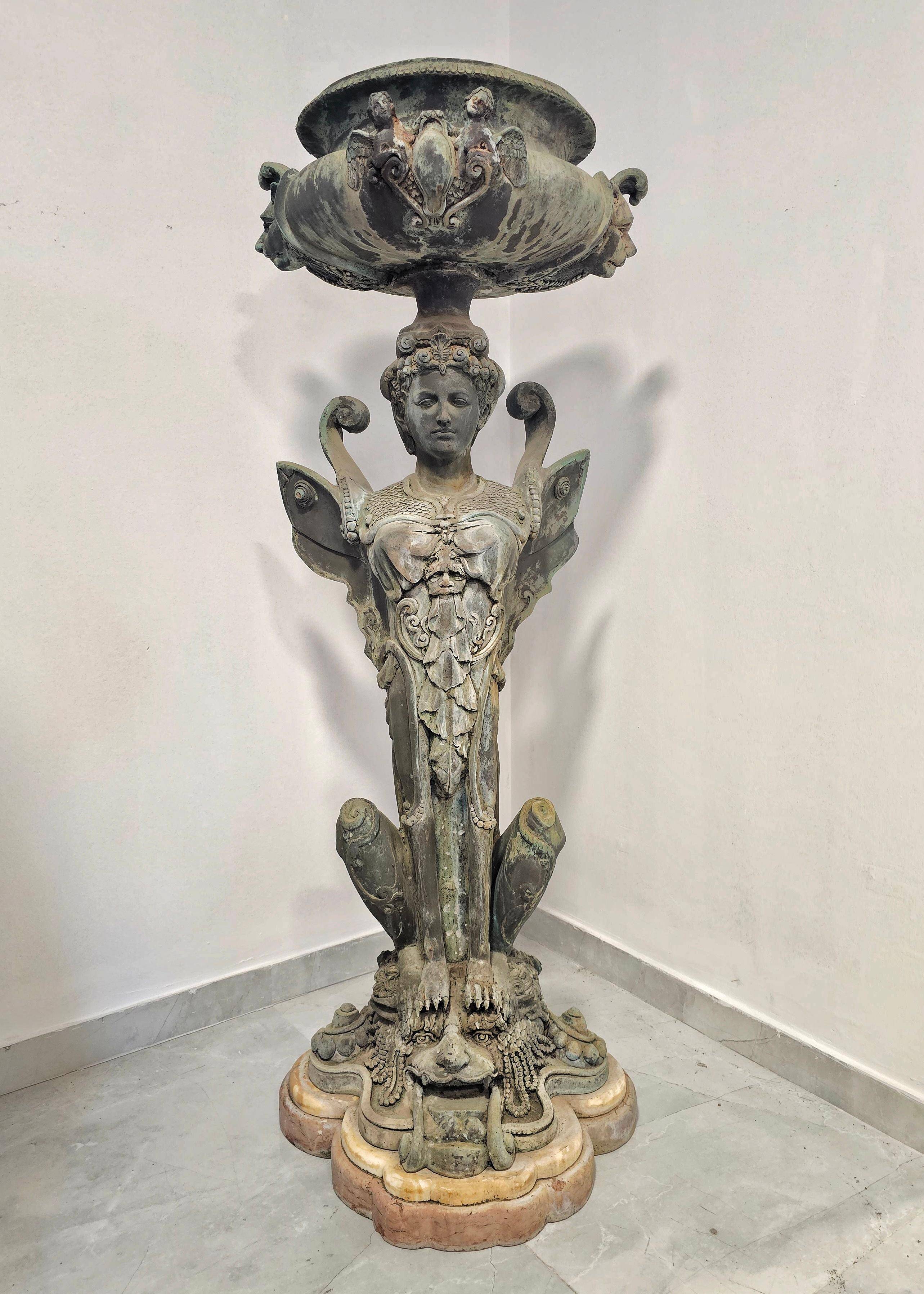 Empire style bronze jardinières, bronze and marble, 1805