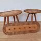 Set of Rattan and Wood Stools with Wall Coat Rack ULUV, Jan Kalous, 1960s