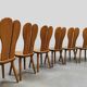 Vintage brutalist wooden dining chairs 1970 'hearts'