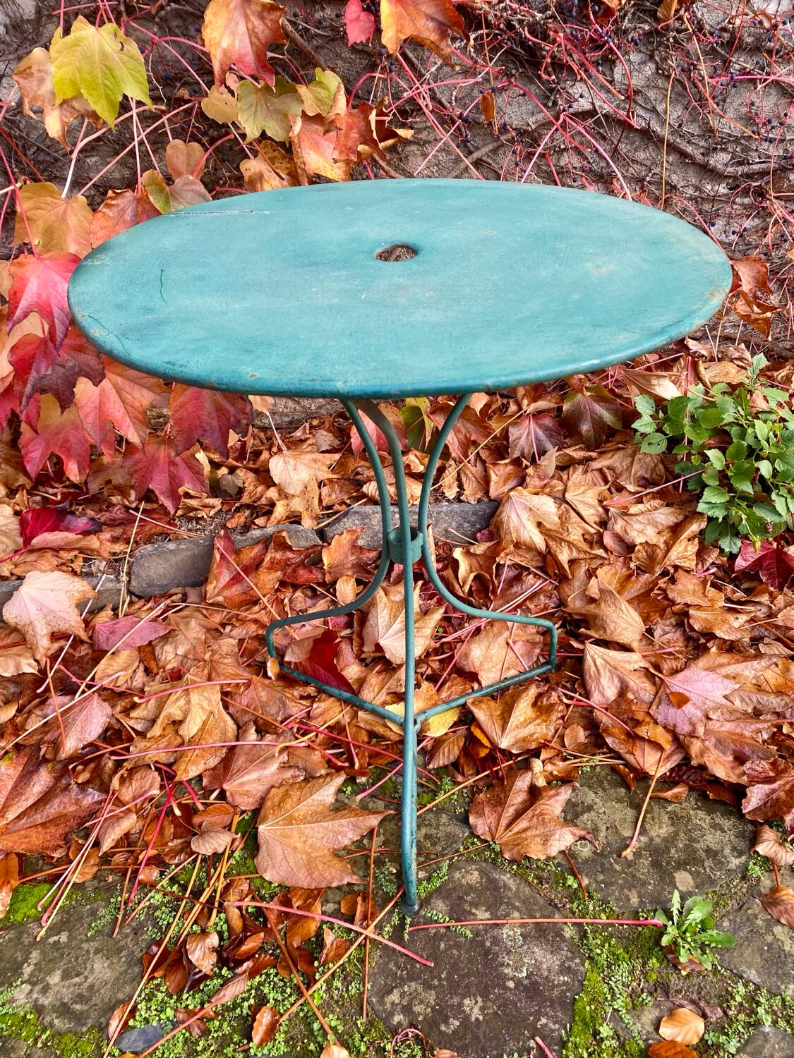 Table de jardin vintage verte