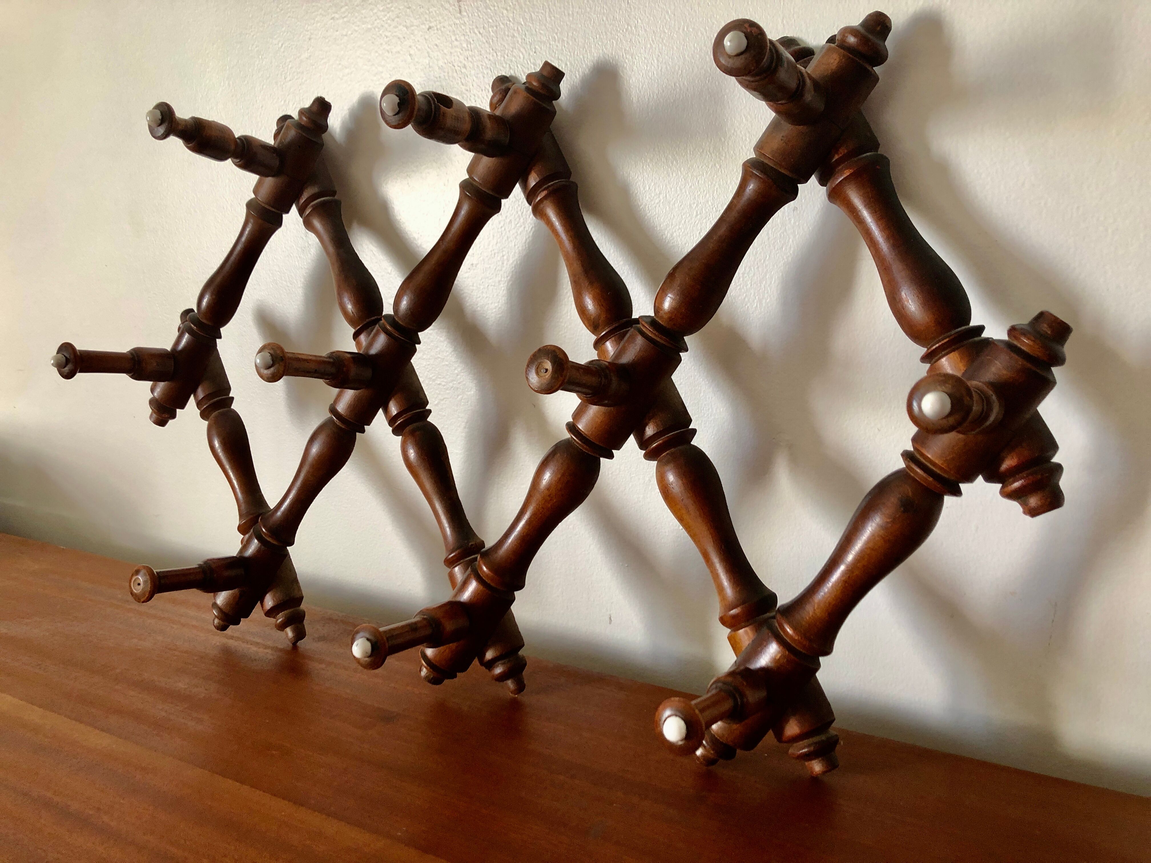 Folding wall coat rack XIXth