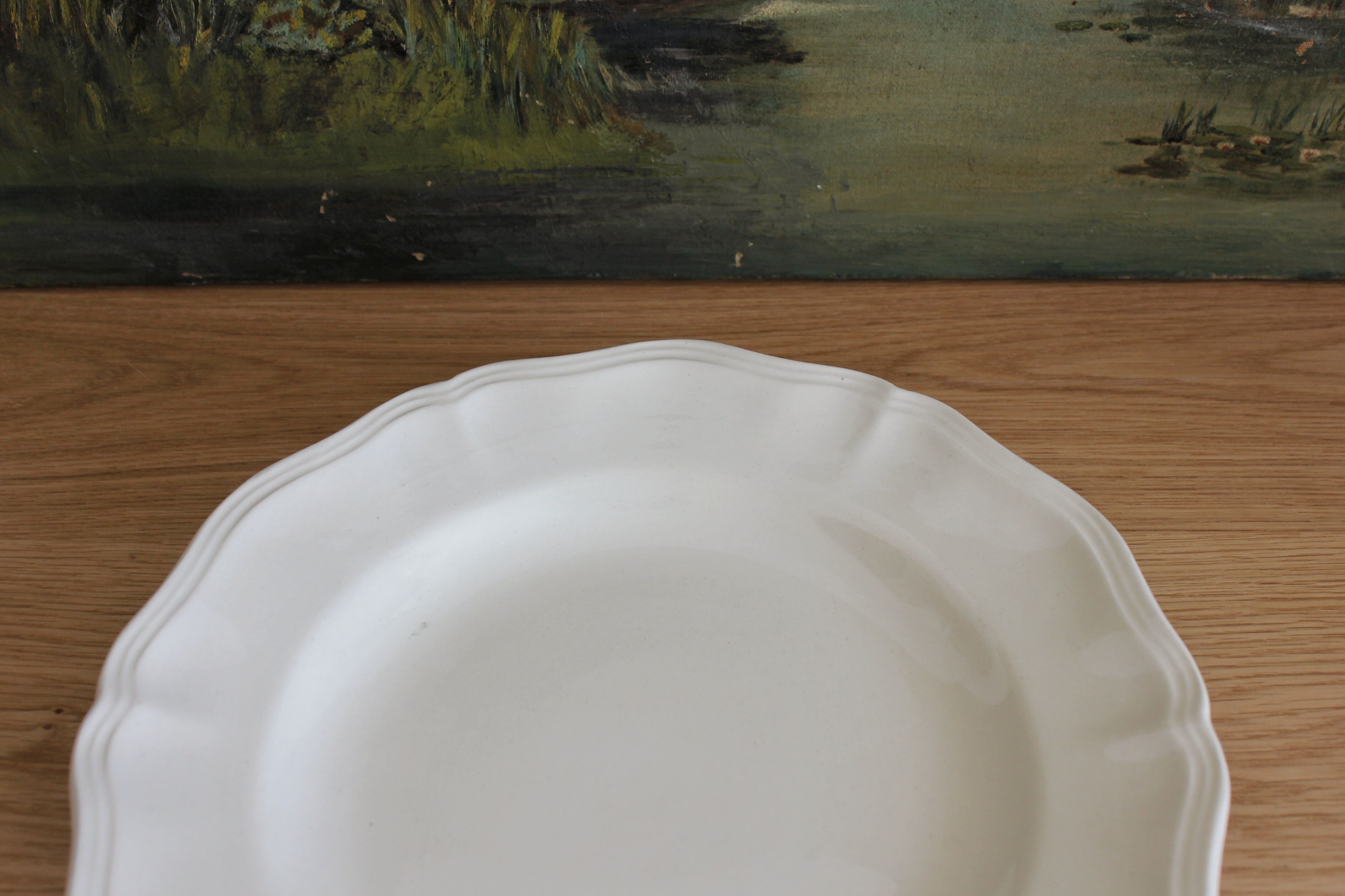 Compotier or plate on foot in ivory earthenware Sarreguemines