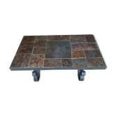 Slate and wrought iron coffee table
