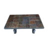 Slate and wrought iron coffee table