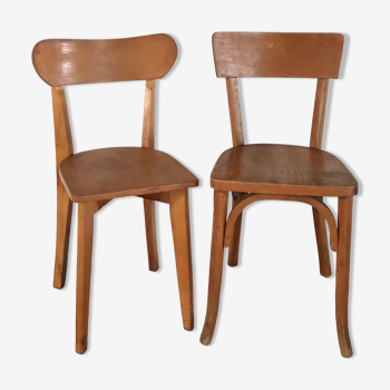 Set of 2 wooden bistro chairs