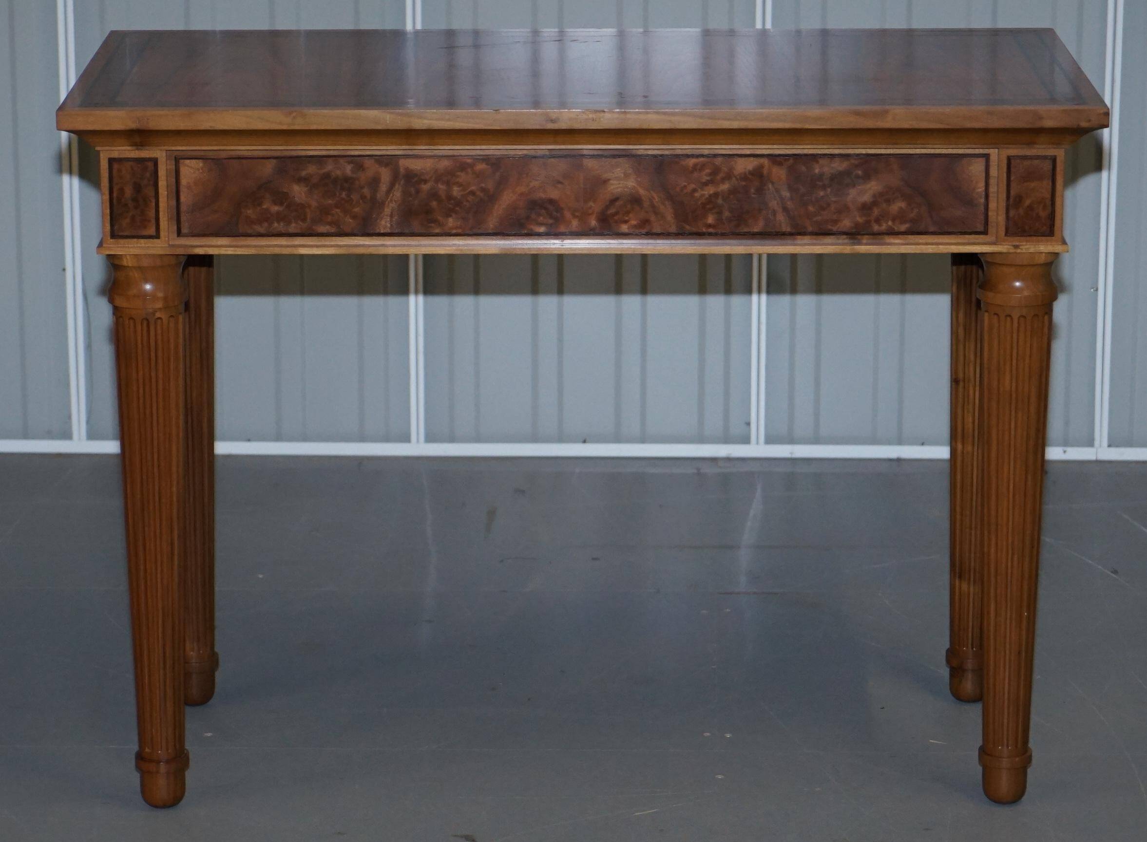 Pair of console tables David Linley 1993 walnut burr