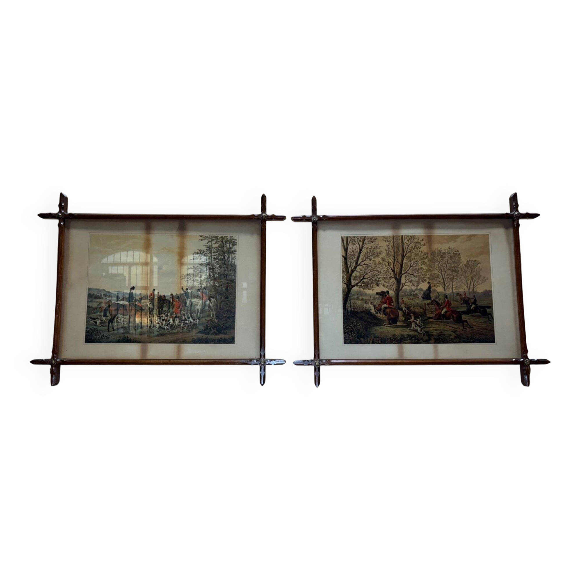 2 framed hunting scenes