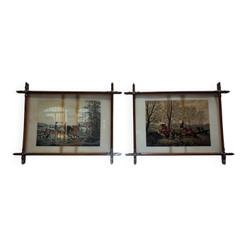 2 framed hunting scenes