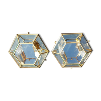 Set de 2 appliques murale Sothis hexagonale effet diamant
