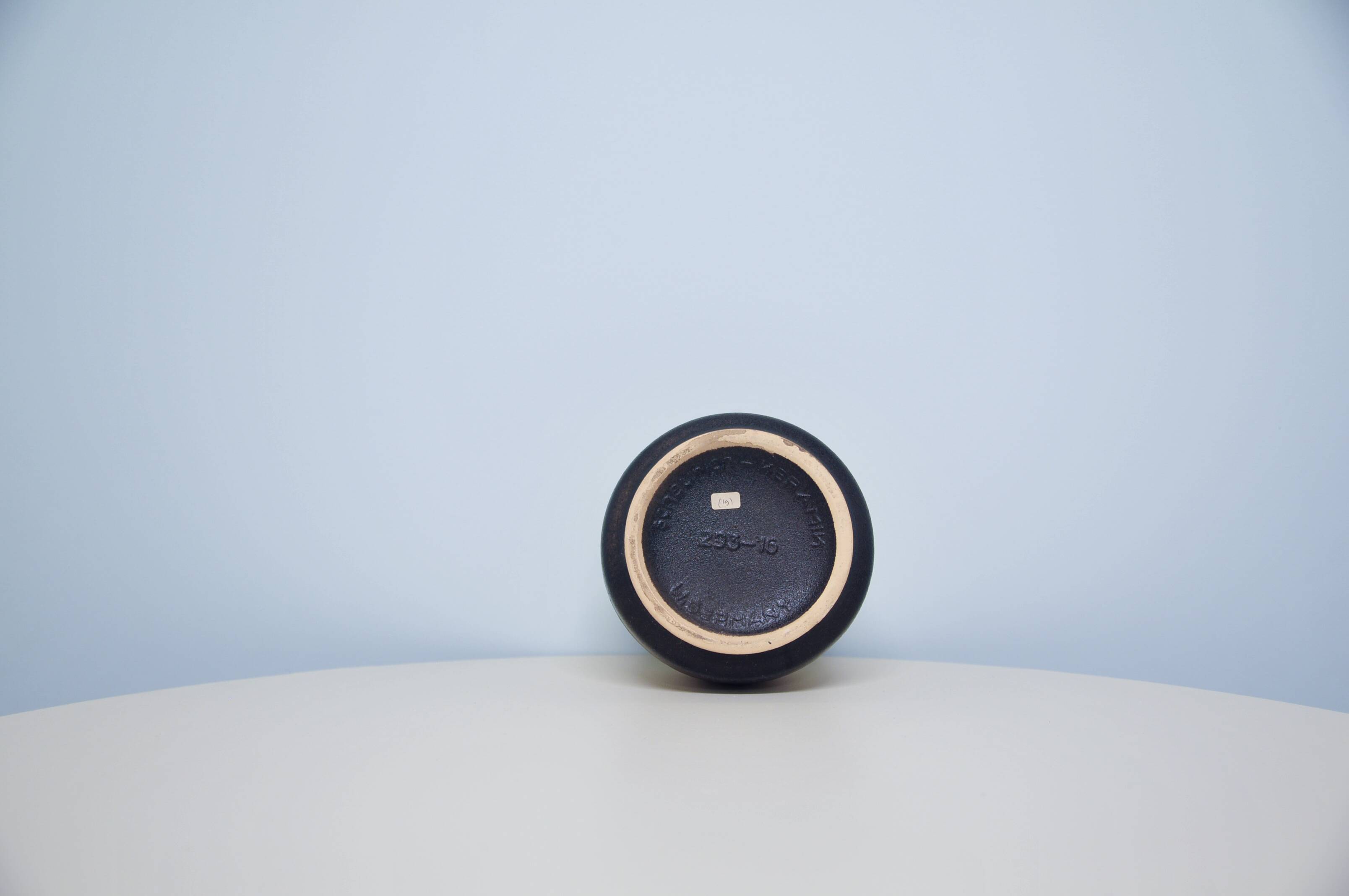 vintage wide low yellow crackle West Germany vase Scheurich