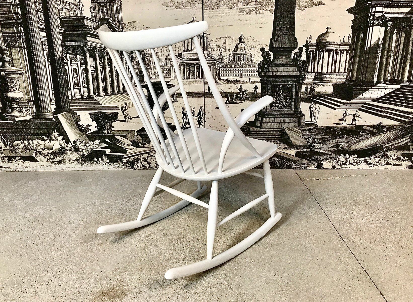 Wooden Rocking chair by Illum Wikkelsø for Niels Eilersen, Denmark 1950s