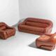 Rare "Capriccio" sofa in scrunched leather by Eurosalotto, 1970s
