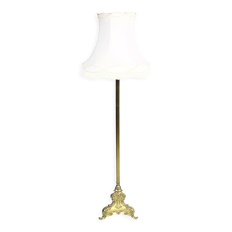 Brass floor lamp with fabric shade 1970s