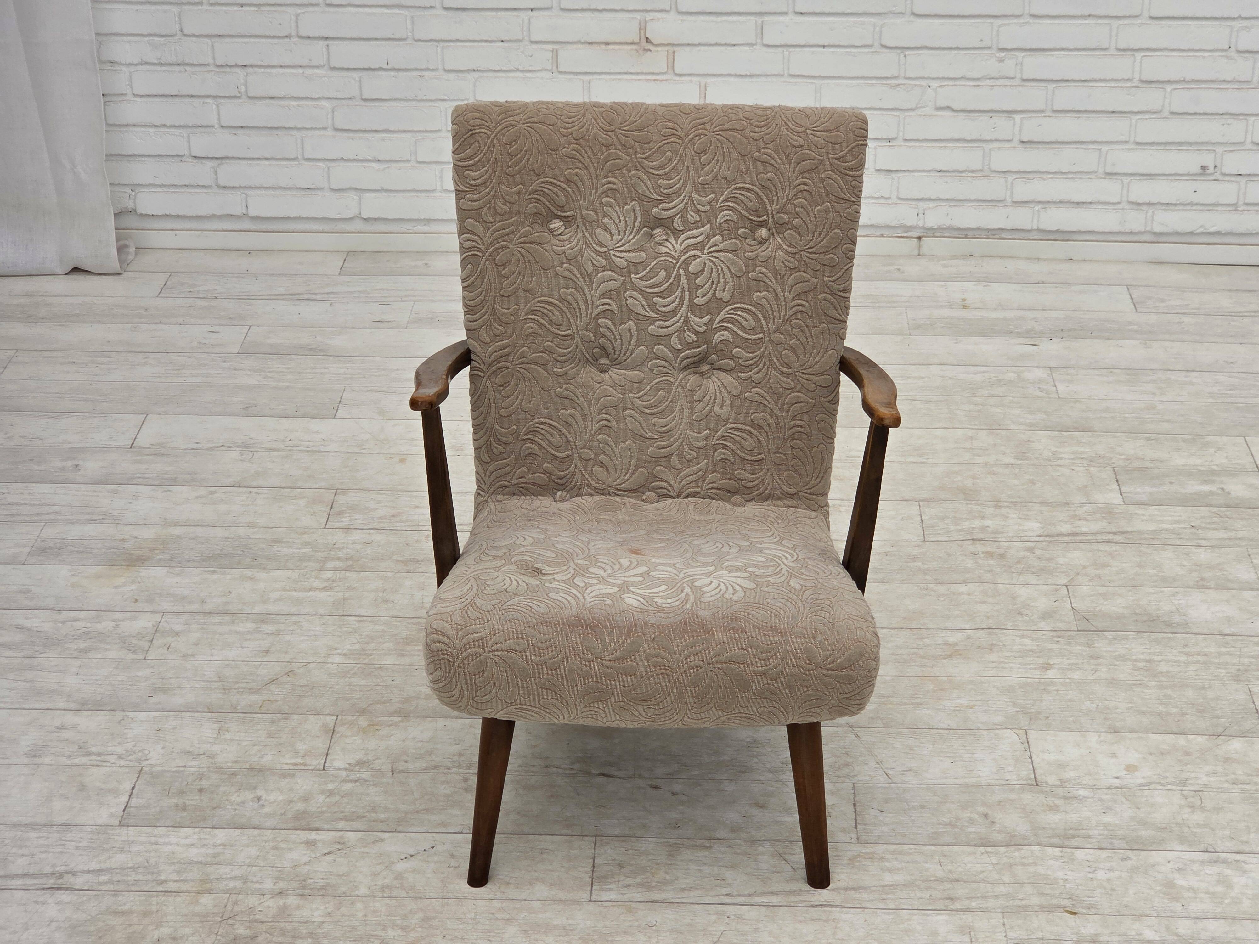 1960s, Danish armchair, furniture wool, beech wood.