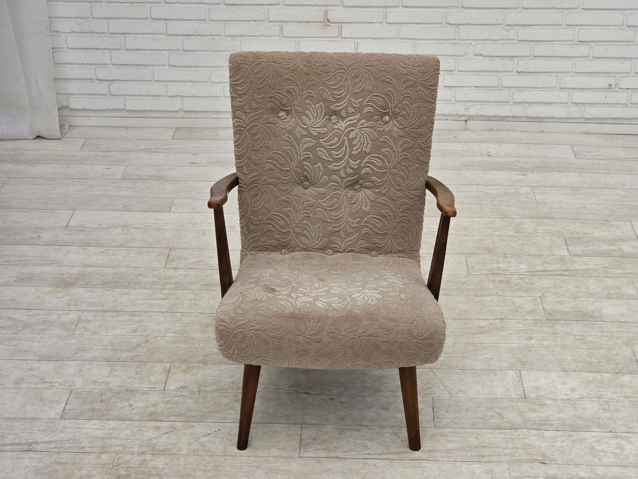 1960s, Danish armchair, furniture wool, beech wood.